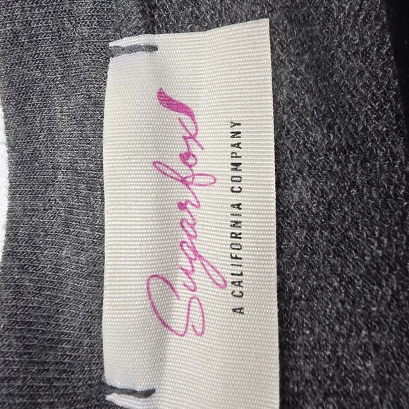 Sugarfox Sweatshirt Womens 1XL Gray Floral Panel Lace Trim Pullover Long Sleeve - Picture 6 of 9